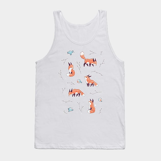 Fox and Bird Pattern Tank Top by Freeminds